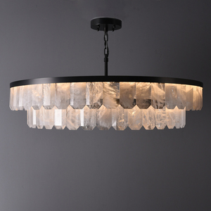 Lustre en verre à cadre ovale moderne, LED, télécommande, hauteur réglable, suspension, garantie 3 ans, pour hall d'hôtel, café - Product Image 4
