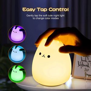 Lampe à tapoter en silicone créative miniature mignonne en forme de chat avec changement de couleur LED - Product Image 5