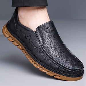 รองเท้าโลฟเฟอร์หนังแท้บุรุษ หนังวัวชั้นดี ระบายอากาศได้ดี ส้นเตี้ย ใส่ทำงานหรือลำลอง พื้นยาง ผลิตที่เวินโจว - Product Image 4