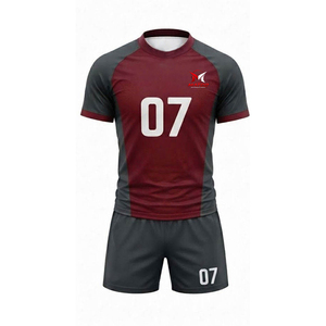 Ensemble de maillots de football personnalisés sublimés pour hommes, toutes saisons, bordeaux gris 07, uniforme en polyester anti-humidité pour adultes - Product Image 2