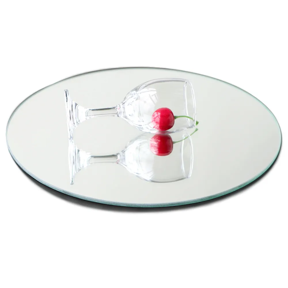 Miroir plat en verre poli, découpé à taille, rectangle rond, en verre, pour dessus de table de mariage, 10 pièces
