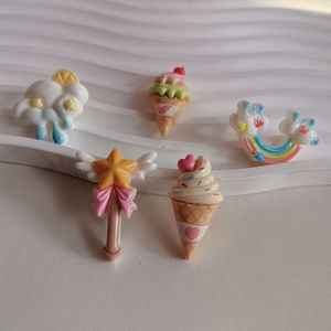 100 pièces de résine, mignonnes <span class=keywords><strong>nuages</strong></span> de dessin animé, arc-en-ciel, baguette magique, série <span class=keywords><strong>licorne</strong></span>, scrapbooking, bricolage, bijoux, pinces à cheveux, accessoires pour coque de téléphone - Product Image 2