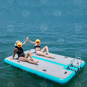 Série <span class=keywords><strong>de</strong></span> plates-formes gonflables flottantes originales avec pompe à air électrique à surface antidérapante pour lac, bateau, piscine, océan - Product Image 3