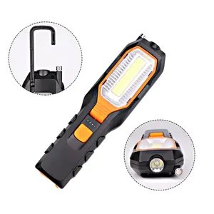 Luz DE TRABAJO LED COB de 2 piezas, lámpara de inspección magnética Flexible súper brillante recargable por USB, luz de Lámpara de trabajo con gancho