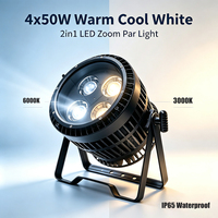 Projecteur COB étanche IP65, 4x50W LED, zoom, éclairage de scène, lumière de lavage pour concerts et festivals en extérieur