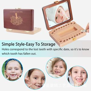 Baby Tooth Storage Box Wooden With Mirror <b>Photo</b> <b>Frame</b> Keepsake Collection Box For Children 0-6 Months - Product Image 4