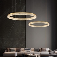 2025 Moderne Simple Élégant Tout-Cuivre Résine Lustre De Luxe pour Salon Chambre Salle À Manger Anneau Lampe pour La Maison Pendentif Lumières