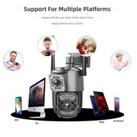 Caméra de surveillance PTZ V380 exclusive transfrontalière à double objectif 4G étanche 22MP HD vision nocturne couleur intégrale 64 Go télécommande mobile