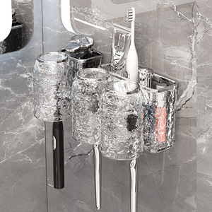 <b>Toothbrush</b> <b>Holder</b> Wall Mounted 4 Cup Suction Cup Storage Rack Bathroom Space Saving - Product Image 1