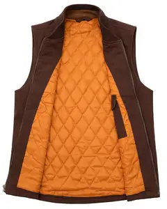 OEM Men's Quilted Lined Vest Washed Canvas Winter Warm Outdoor Hunting Work Utility Travel Vest Jacket 4 Pockets