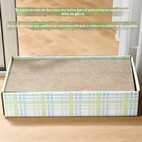 Lit-grattoir en carton ondulé pour chats, avec boîte à motif écossais et cartons de remplacement, pour chats d'intérieur, vente en gros, OEM