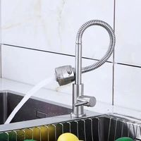 Robinet de cuisine moderne en nickel brossé avec douchette extractible, monocommande, col de cygne, en acier inoxydable