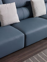 Canapé moderne en cuir véritable trois places, sièges modulaires rembourrés, pieds en métal, rembourrage en éponge, pour salon