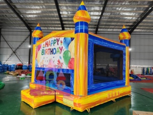 Castillo Arcoíris, Casa Inflable de Cumpleaños con Globos y Diseño de Pastel para Alquiler en Fiestas Infantiles - Product Image 3