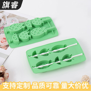 Silicone Ice <b>Cube</b> Mold Pineapple Shape With Stick For Ice Cream And Drinks <b>Light</b> Green - Product Image 3