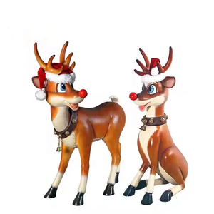 Estatua de ciervo de Navidad personalizada de Reno de dibujos animados de fibra de vidrio de tamaño real para centro comercial, edificio de Hotel, decoración de vacaciones - Product Image 3