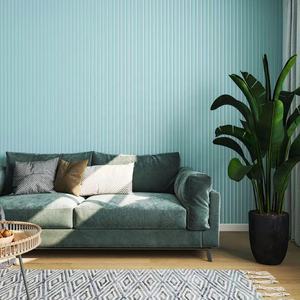 Panel acústico de listón de madera MDF de chapa de PVC azul <span class=keywords><strong>cielo</strong></span> Akupanel enchapado de 3 caras decorativo para pared Interior en respaldo de fieltro PET blanco - Product Image 4