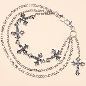 Cadena de cintura vaquera con colgante de cruz, estilo hip hop tibetano, cadena corporal de moda para hombre, uso diario, multicapa - Product Image 4