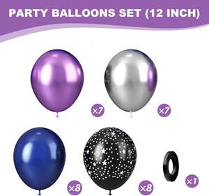 Ballons métalliques bleu galaxie et violet, ballons imprimés étoiles, décorations de fête sur le thème de l'espace pour fête d'anniversaire d'astronaute - Product Image 4