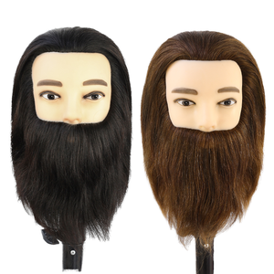 Tête de mannequin d'entraînement en <span class=keywords><strong>cheveux</strong></span> humains 100 % naturels pour la <span class=keywords><strong>coupe</strong></span>, le tressage et le décoloration, avec barbe – Vente en gros - Product Image 1