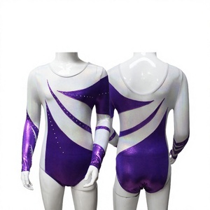 Nouveau style de justaucorps de gymnastique personnalisé en spandex avec strass, combinaison de ballet pour femmes adultes - Product Image 3