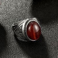 Bague classique pour homme en acier inoxydable 316L avec pierre œil de tigre rouge, style européen et américain, pour mariage ou fête
