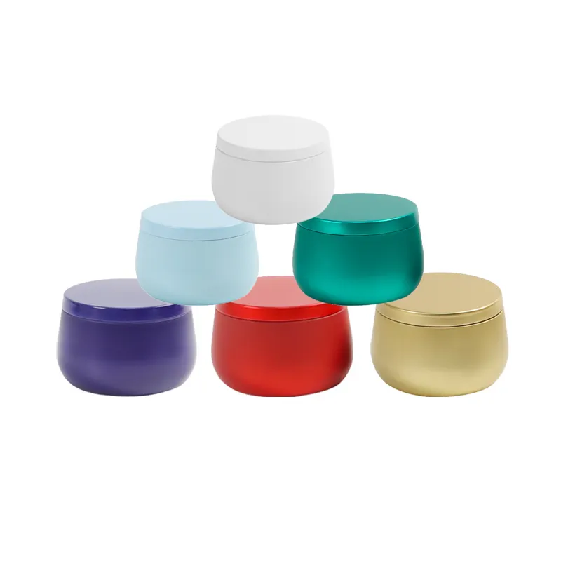 Kotak kaleng logam kemasan lilin daur ulang kerajinan mewah Multi warna dalam jumlah besar stoples lilin kosong dengan tutup