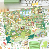 Autocollants décoratifs grand format sur le thème de la forêt, autocollants 3D en mini-scènes, autocollants DIY anti-stress pour Bullet Journal