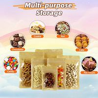 Sac refermable en papier kraft semi-transparent 12*20cm avec fenêtre transparente PET+CPP, fond plat, qualité alimentaire, fermeture éclair