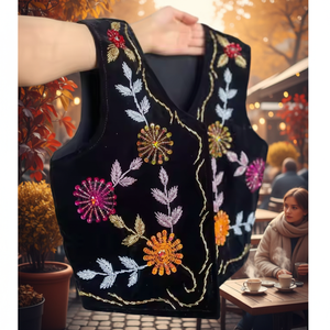 Elegant Thin <b>Quilted</b> Satin Short <b>Jacket</b> Beaded Details Windproof Breathable Eco-Friendly 3D <b>Pattern</b> Autumn Winter Layering - Product Image 2