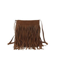 Sac à bandoulière Hobo en cuir vintage et daim avec pompons pour femme, sac messager à franges tendance, vente en gros