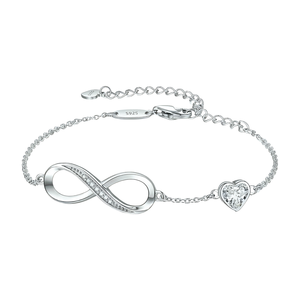 925 Sterling Silver Heart -shaped Crystal Infinite 8 -character <b>Bracelet</b> Female European and American - Product Image 3