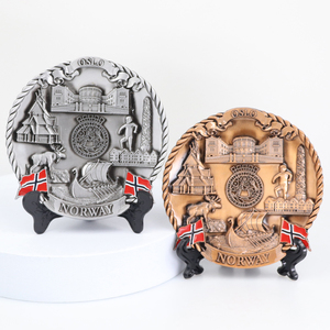 Fabbrica Design personalizzato in argento antico placcato <span class=keywords><strong>paese</strong></span> della città 3D metallo Norway piatto Souvenir - Product Image 5
