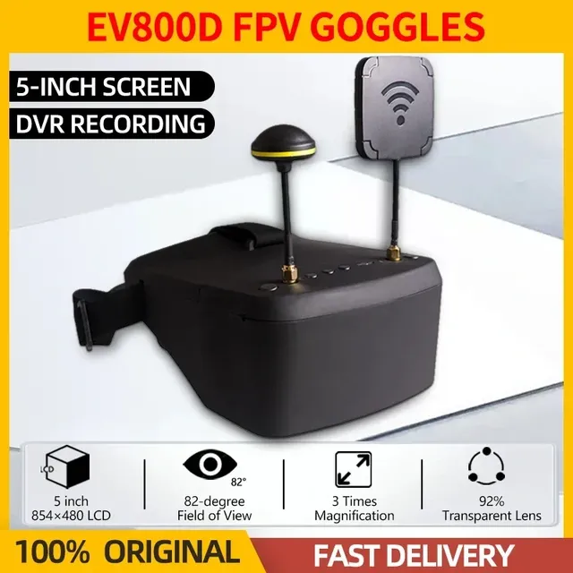 EV800D 58G 40CH FPV Goggles 5 Inch 854*480 Composite Material Video Headset DVR Diversity Helmet Battery in RC Drone