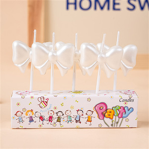 White Bow Candles For <b>Cake</b> <b>Decorations</b> Birthday Party <b>Supplies</b> - Product Image 5