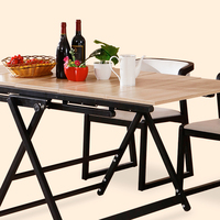 WT-B09 Table à manger carrée multifonctionnelle transformable, mécanisme de transformation déformable, pliage floral, mobilier de maison, fer, 120 kg