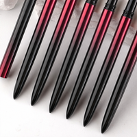 Kit de pinceaux à ongles en nylon de qualité supérieure, manche dégradé noir-rouge, personnalisable, outil de manucure professionnel pour salon