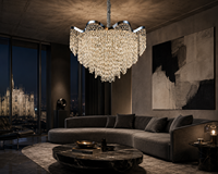 Lustre suspendu LED ovale moderne de luxe GRSD en cristal doré ondulé pour salon, salle à manger, chambre, hall d'hôtel, appartement de présentation