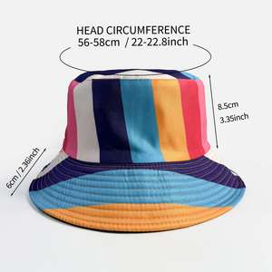 <b>Rainbow</b> Striped Reversible Sun-Protective Fisherman's Flat-<b>Top</b> Hat Unisex Casual Outdoor Travel Four Seasons Versatile Canvas - Product Image 6