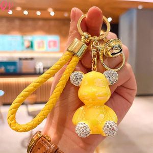 QQ Diamond Encrusted <b>Cute</b> Teddy <b>Bear</b> Colorful Electroplated Teddy <b>Bear</b> Keychain Creative Pendant Fashionable Keychain - Product Image 2
