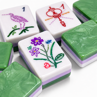 Ensemble de mahjong américain de luxe avec tapis antidérapant et supports en acrylique transparent - 166 tuiles de mahjong américaines de qualité supérieure