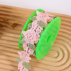 Nhà Máy Bán buôn 4cm 3D hoa embroidereace TRIM Bridal đính bông vải ren cho phụ nữ ăn mặc phụ kiện may mặc