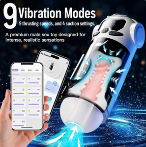 Masturbateur masculin réaliste en silicone souple avec contrôle par application, aspiration, vibration, fonction vocale et poussée télescopique automatique - Product Image 1