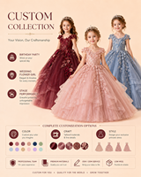 Robe de princesse personnalisée ODM pour filles - Col rond, superposée, ornée de perles, design élégant, saison printemps, longueur mi-mollet