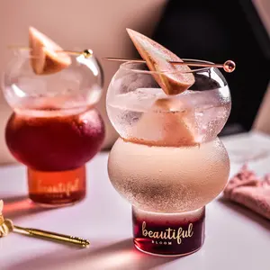 Eisglas Saft Trinkbecher Cocktail glas mit Logo Cocktails Mixing Drink Bar Minimalist ische Werbe geschenke Transparent Klar