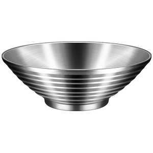 Bol à ramen en acier inoxydable 304 à double paroi anti-brûlure, bol à nouilles conique commercial - Product Image 1