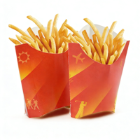Scatola Ecologica per Patatine Fritte in Carta, Contenitore Alimentare Usa e Getta con Logo Personalizzato per Negozi di Hamburger