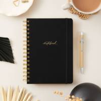 Carnet de luxe élégant en tissu noir avec bords dorés, journal multifonctionnel pour la prise de notes et les cadeaux