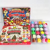 Calendrier de l'Avent de Noël 24 pièces Mini Jouets Squishy en forme de Ravioli Boîte Mystère Compte à Rebours Jouet Anti-Stress Vente en Gros