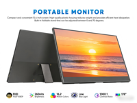 Monitor Portátil con Pantalla Táctil de 15.6 Pulgadas, IPS 1080P 60Hz, Soporte Ajustable con Altavoz para Computadora Portátil, Oficina y Juegos